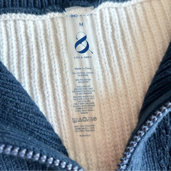 Navy and White Varsity Half Zip Sweater - Picture 3 of 8